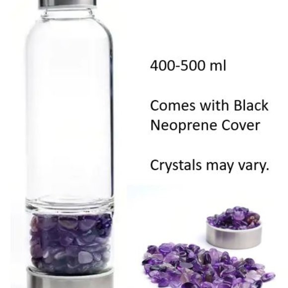 Crystal Healing Gem Stone Crystal Elixir Water Bottle With Sleeve - Picture 1 of 1